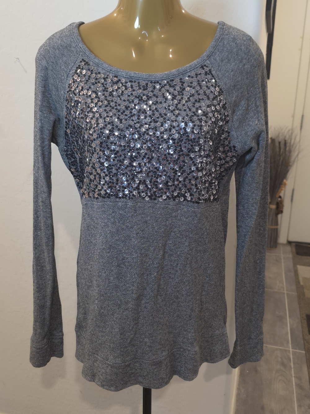 Express Small Sweater Grey with Sequins Sz S/P